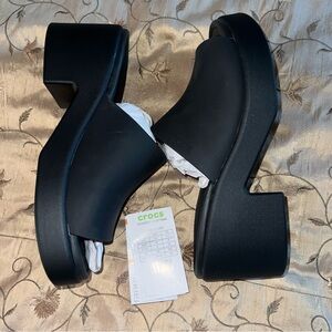 Crocs Women's Brooklyn Heels Heeled Black Slide Sandals Size 10 NWT